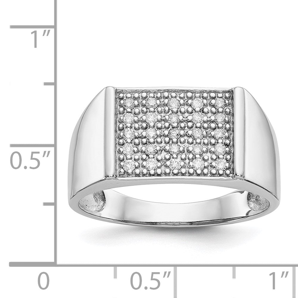 14k White Gold Real Diamond Mens Ring