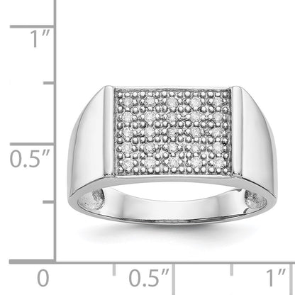 14k White Gold Real Diamond Mens Ring