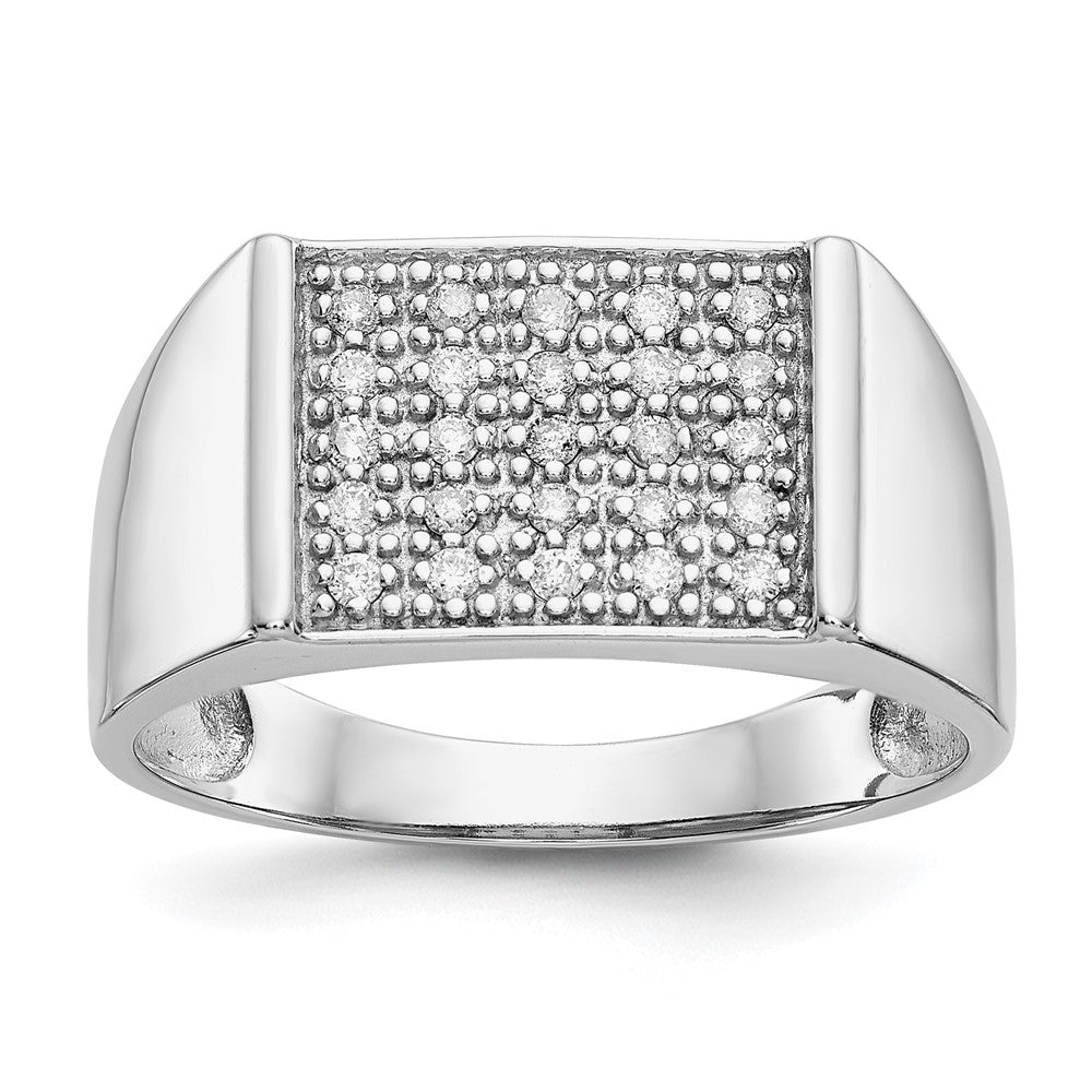 14k White Gold Real Diamond Mens Ring