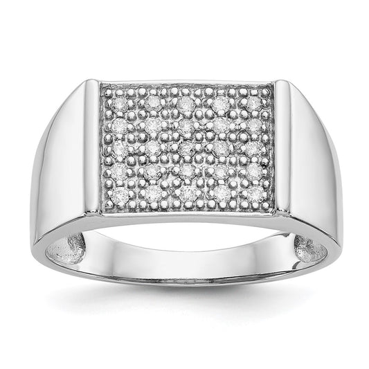 14k White Gold Real Diamond Mens Ring