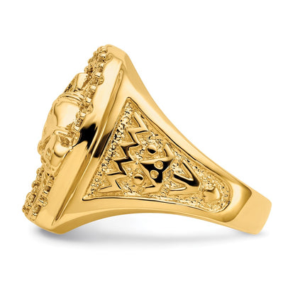 14K Yellow Gold Mens Real Diamond Horseshoe with Horse in Center Ring
