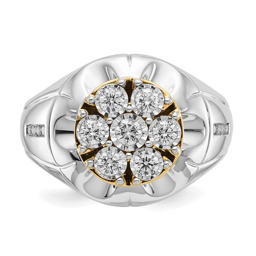 14k Two-Tone Gold Real Diamond Mens Ring