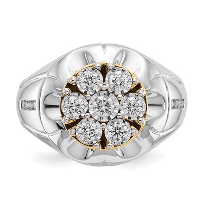 14k Two-Tone Gold Real Diamond Mens Ring