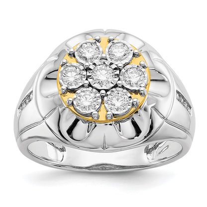 14k Two-Tone Gold Real Diamond Mens Ring