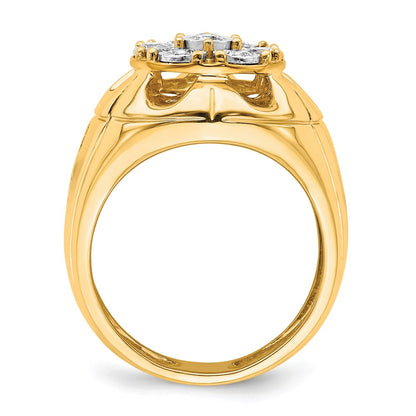 14K Yellow Gold Real Diamond Mens Ring