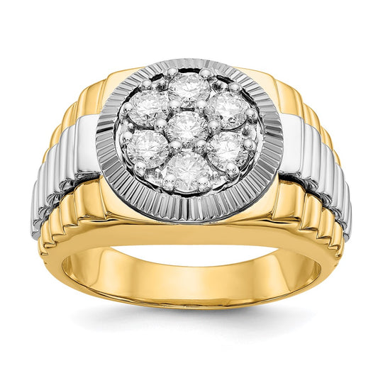 14k Two-Tone Gold AA Real Diamond men's ring