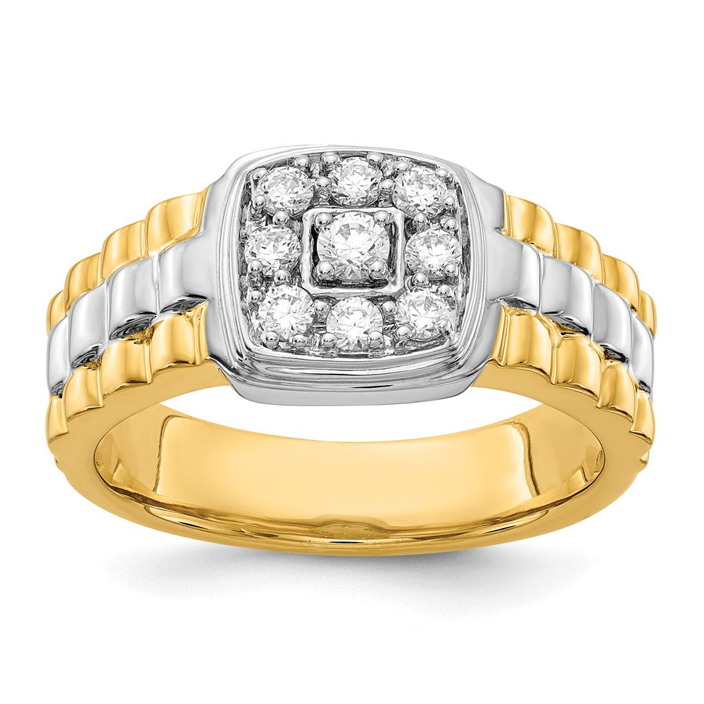 14k Two-Tone Gold Real Diamond Mens Ring