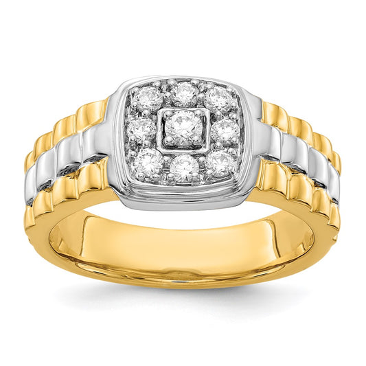 14k Two-Tone Gold Real Diamond Mens Ring