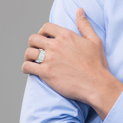 14K White Gold AA Real Diamond men's ring
