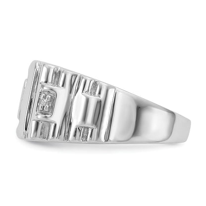 14K White Gold AA Real Diamond men's ring