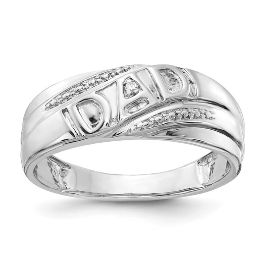 14k White Gold AA Real Diamond Men's Dad Ring