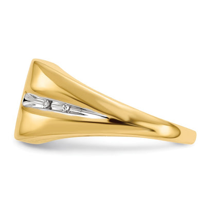 14K Yellow Gold Onyx and Real Diamond Cross Mens Ring