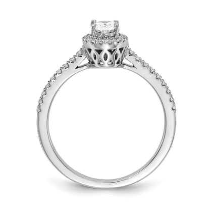 0.50ct. CZ Solid Real 14k White Gold Oval Halo Engagement Ring
