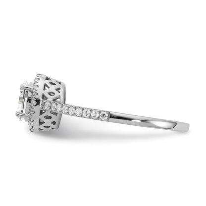 0.50ct. CZ Solid Real 14k White Gold Oval Halo Engagement Ring