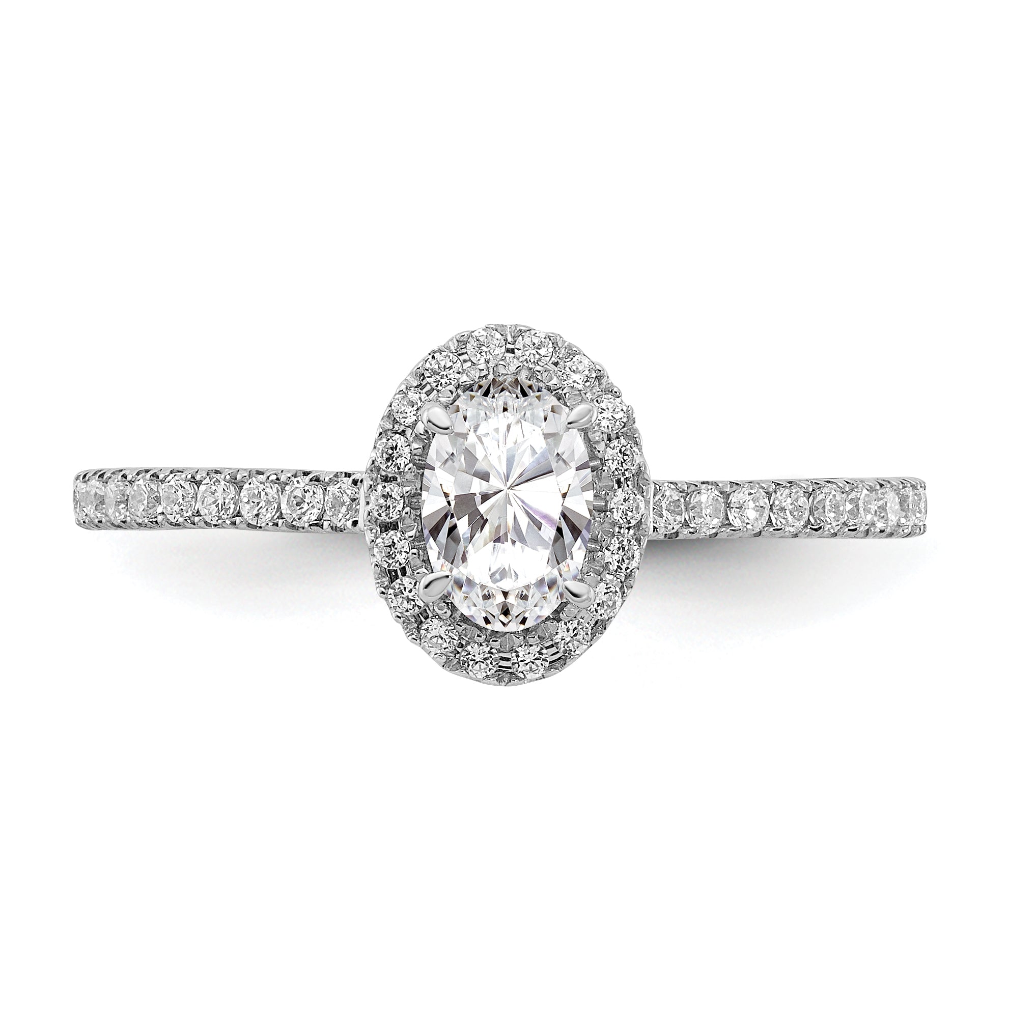 0.50ct. CZ Solid Real 14k White Gold Oval Halo Engagement Ring