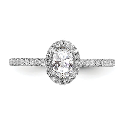 0.50ct. CZ Solid Real 14k White Gold Oval Halo Engagement Ring