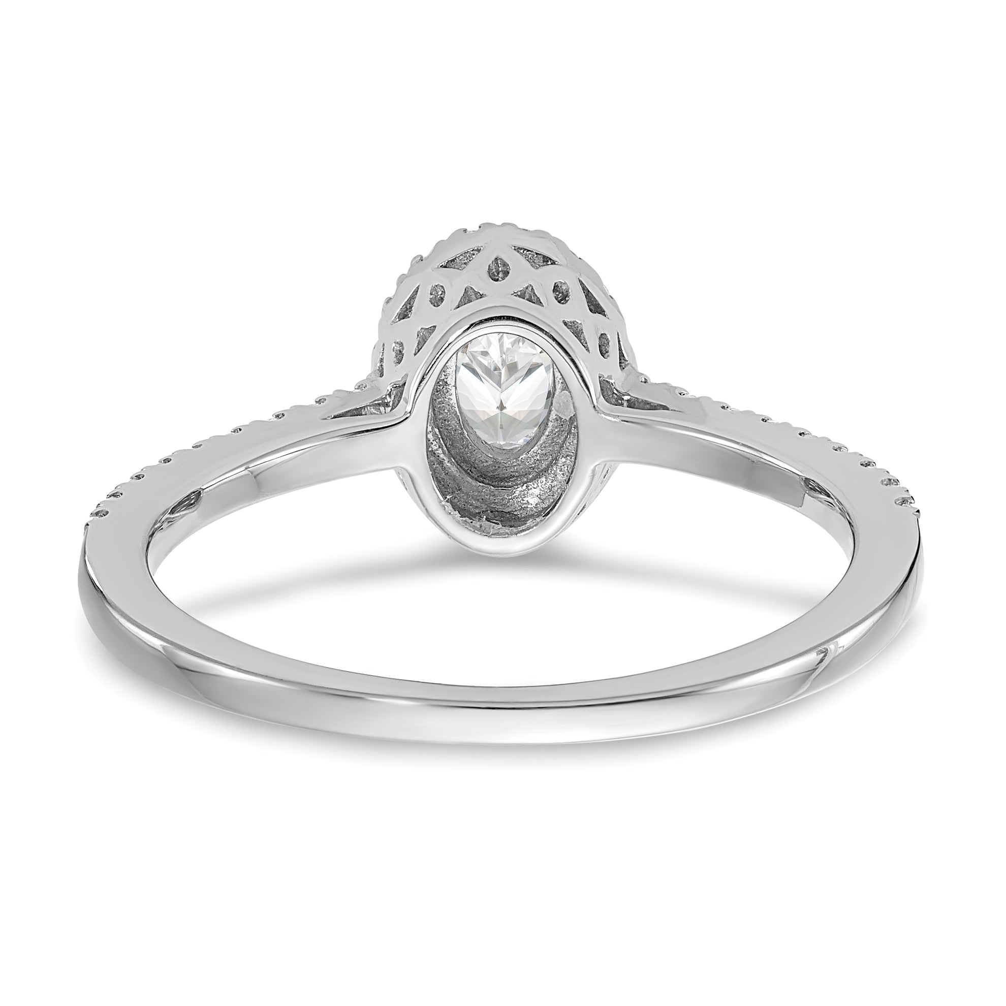 0.50ct. CZ Solid Real 14k White Gold Oval Halo Engagement Ring