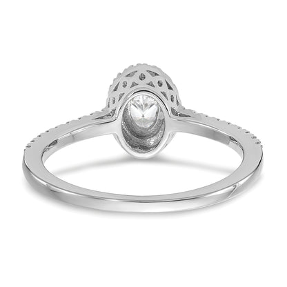 0.50ct. CZ Solid Real 14k White Gold Oval Halo Engagement Ring