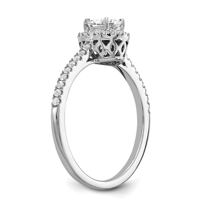 0.50ct. CZ Solid Real 14k White Gold Oval Halo Engagement Ring