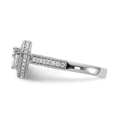 0.50ct. CZ Solid Real 14k White Gold Pear Halo Engagement Ring