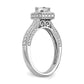 0.50ct. CZ Solid Real 14k White Gold Pear Halo Engagement Ring