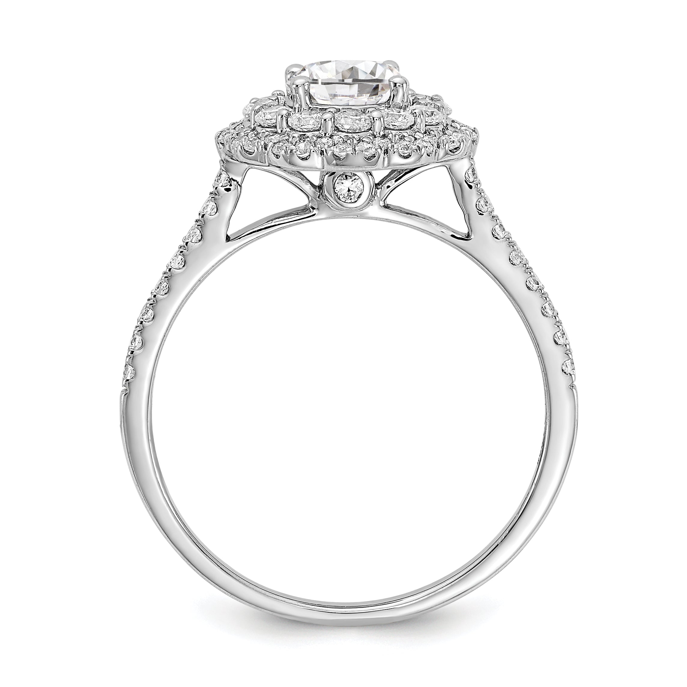 0.60ct. CZ Solid Real 14k White Gold Double Halo Engagement Ring