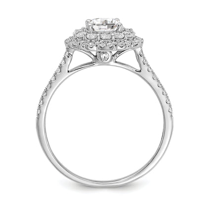 0.60ct. CZ Solid Real 14k White Gold Double Halo Engagement Ring