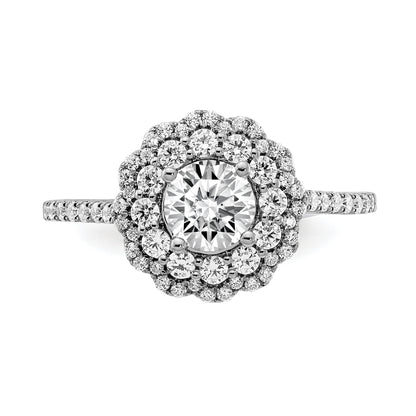 0.60ct. CZ Solid Real 14k White Gold Double Halo Engagement Ring