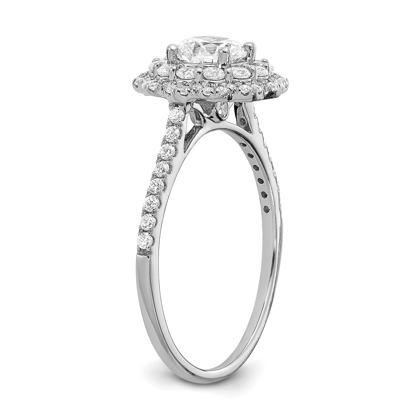 0.60ct. CZ Solid Real 14k White Gold Double Halo Engagement Ring