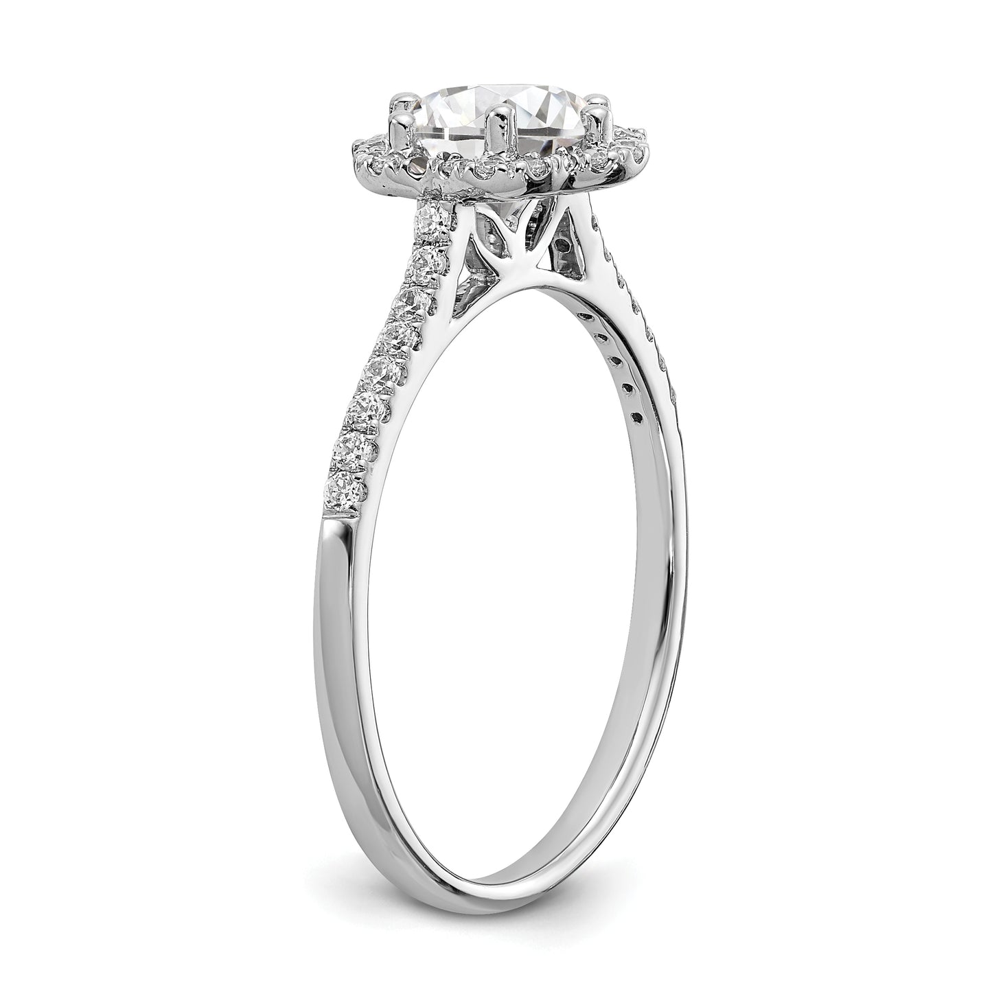 0.80ct. CZ Solid Real 14k White Gold Hexagon Halo Engagement Ring