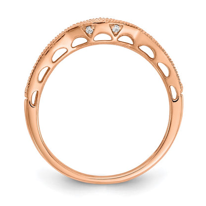0.25ct. CZ Solid Real 14k Rose Gold Contoured Wedding Wedding Band Ring