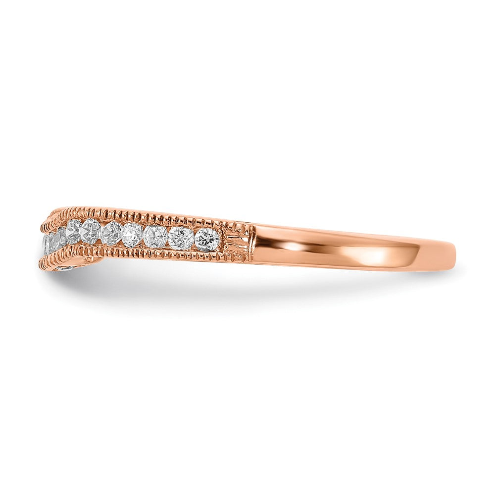 0.25ct. CZ Solid Real 14k Rose Gold Contoured Wedding Wedding Band Ring
