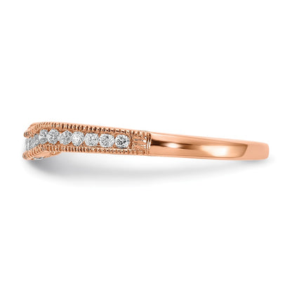 0.25ct. CZ Solid Real 14k Rose Gold Contoured Wedding Wedding Band Ring