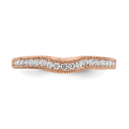 0.25ct. CZ Solid Real 14k Rose Gold Contoured Wedding Wedding Band Ring