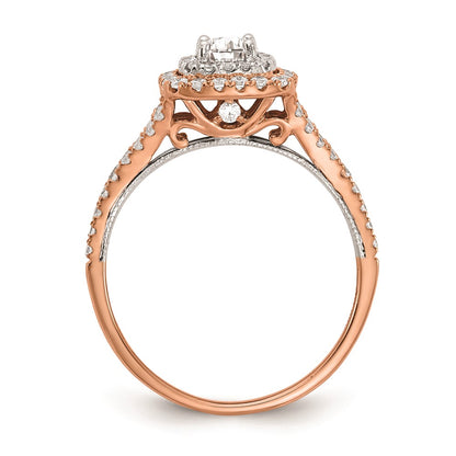 0.33ct. CZ Solid Real 14k Rose & White Gold Double Halo Engagement Ring