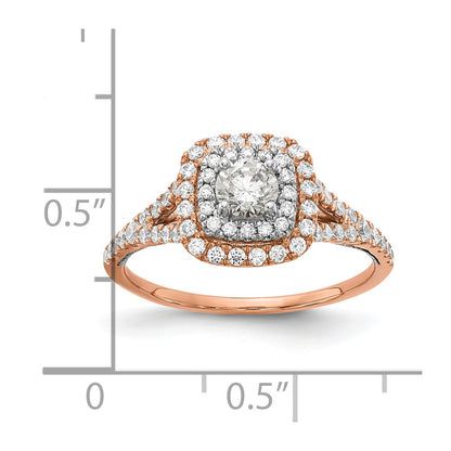 0.33ct. CZ Solid Real 14k Rose & White Gold Double Halo Engagement Ring