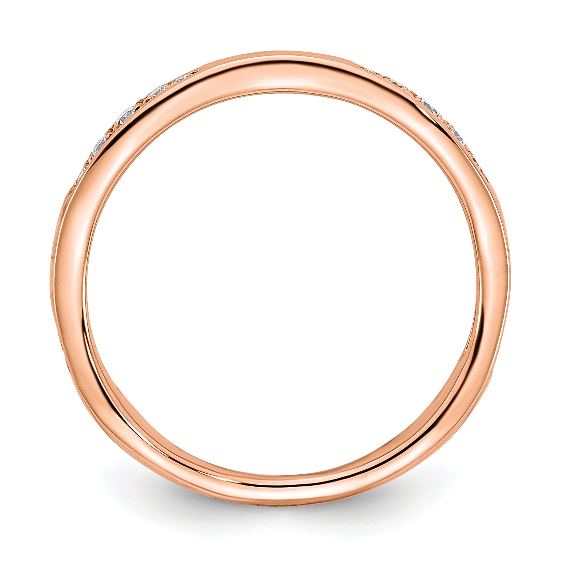 0.16ct. CZ Solid Real 14k Rose Gold Wedding Wedding Band Ring