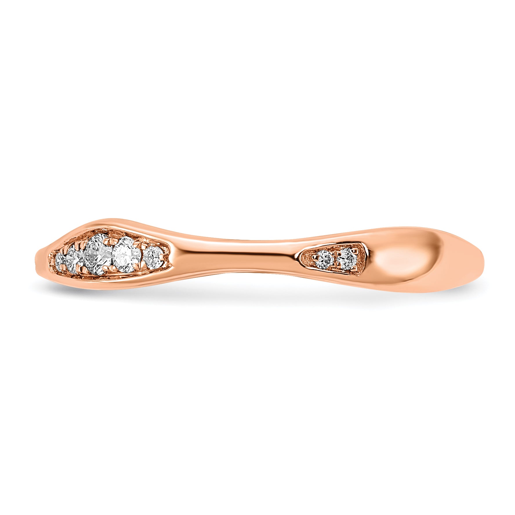 0.16ct. CZ Solid Real 14k Rose Gold Wedding Wedding Band Ring