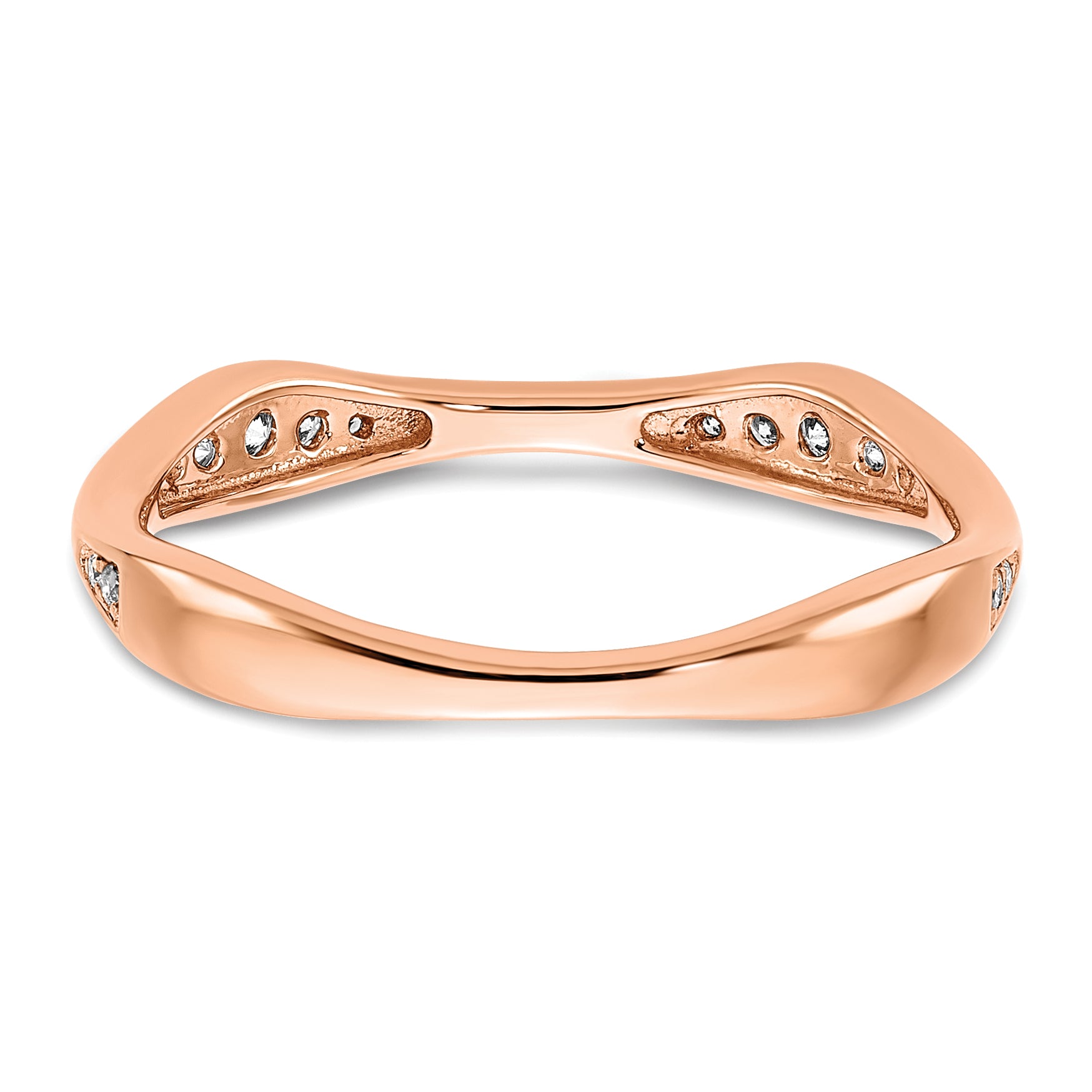 0.16ct. CZ Solid Real 14k Rose Gold Wedding Wedding Band Ring