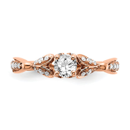 0.33ct. CZ Solid Real 14K Rose Gold Engagement Ring