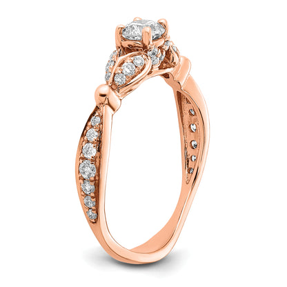 0.33ct. CZ Solid Real 14K Rose Gold Engagement Ring