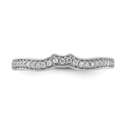 0.12ct. CZ Solid Real 14k White Gold Contoured Wedding Wedding Band Ring