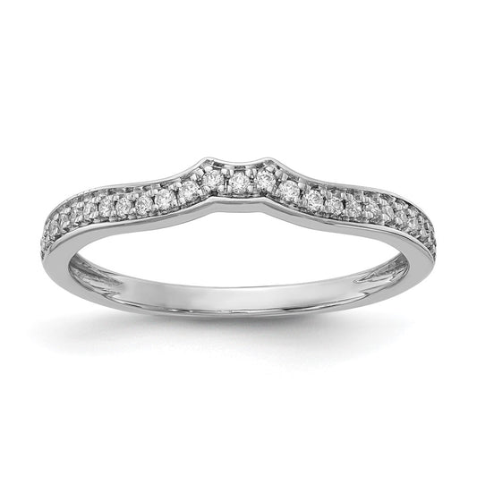 0.12ct. CZ Solid Real 14k White Gold Contoured Wedding Wedding Band Ring
