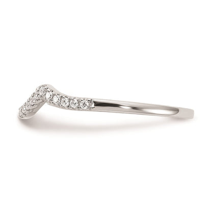0.12ct. CZ Solid Real 14k White Gold Contoured Wedding Wedding Band Ring