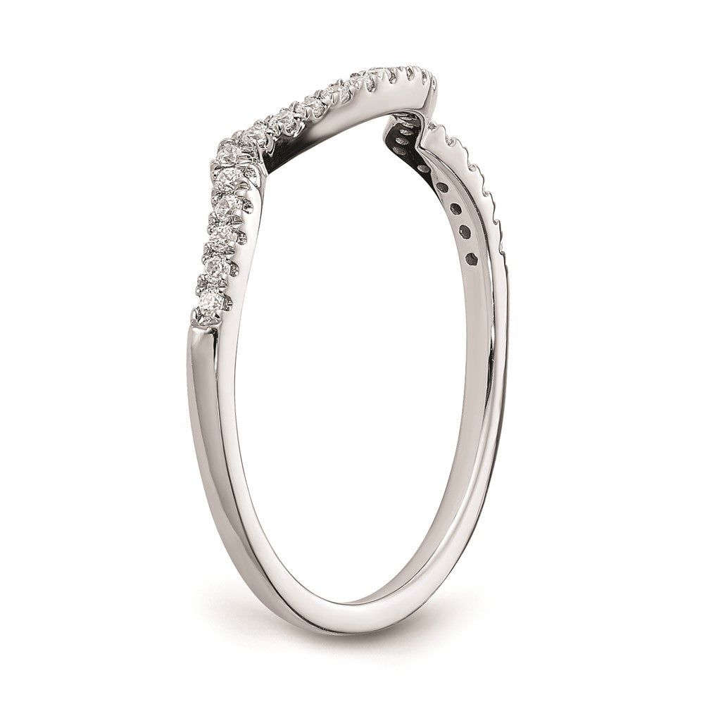 0.12ct. CZ Solid Real 14k White Gold Contoured Wedding Wedding Band Ring
