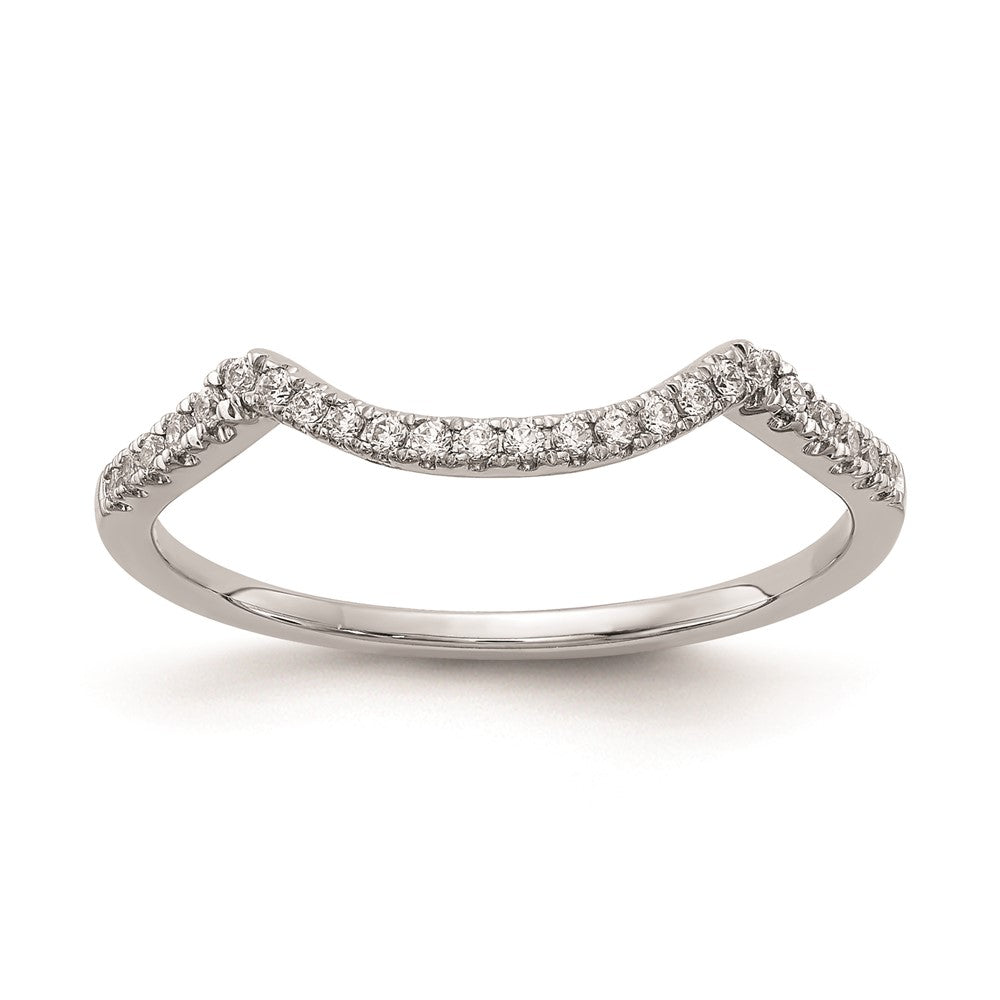 0.12ct. CZ Solid Real 14k White Gold Contoured Wedding Wedding Band Ring
