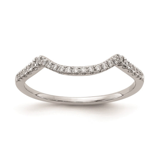 0.12ct. CZ Solid Real 14k White Gold Contoured Wedding Wedding Band Ring