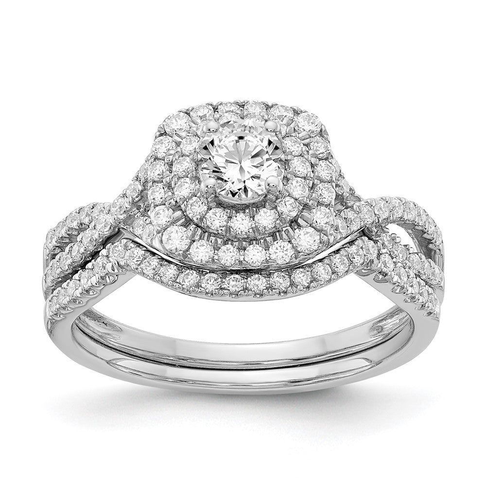 1.0 Ct. Natural Diamond Halo Infinity Bridal Engagement Ring Set in 14K White Gold