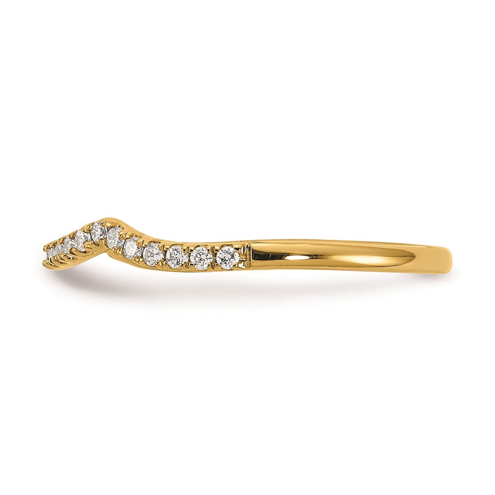 14K Yellow Gold Real Diamond Contoured Wedding Band