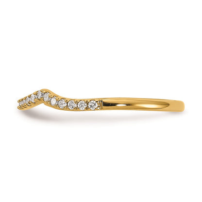 14K Yellow Gold Real Diamond Contoured Wedding Band